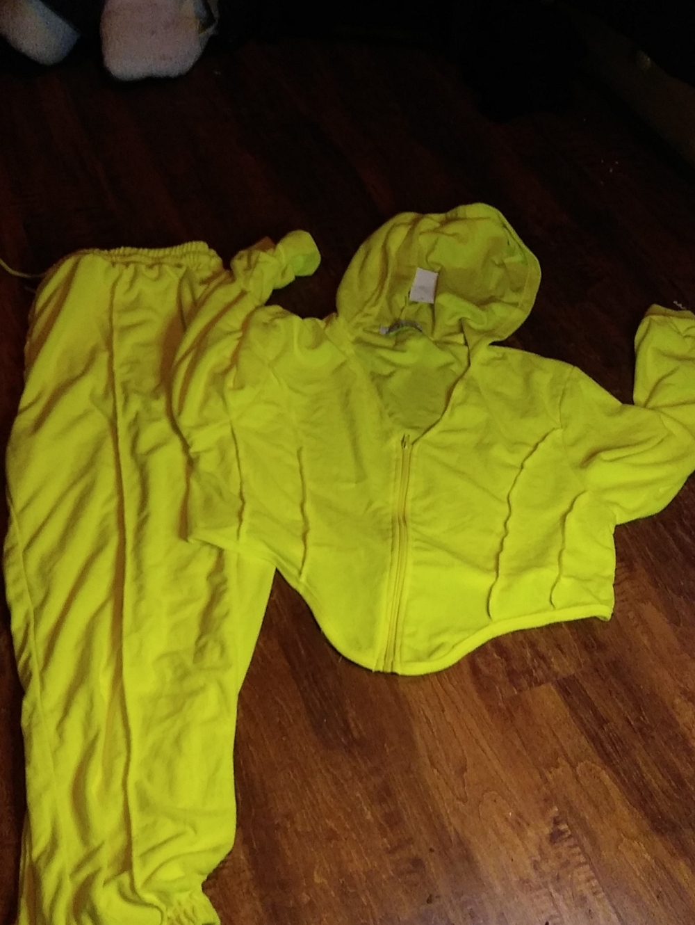 Neon Yellow Hooded Comfortable Two-Piece